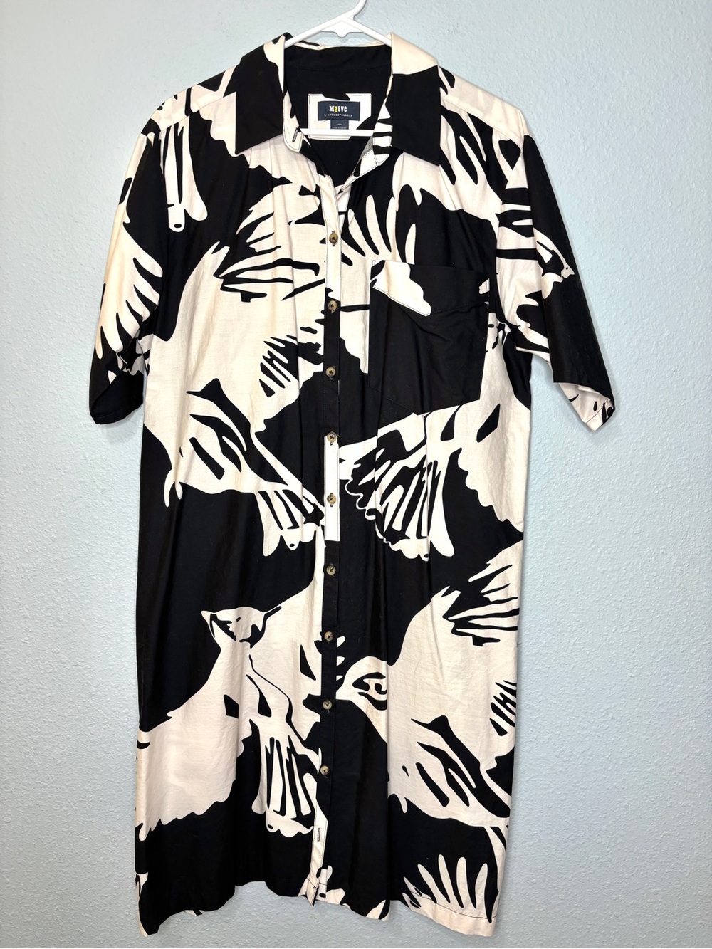 Maeve The Soren Shirt Dress *Altered Black Bird Print L